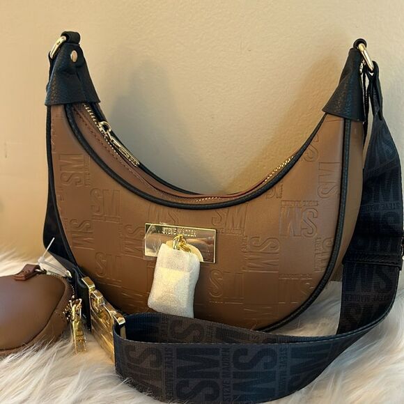 NWT Steve Madden (bmela) Brown Embossed Crossbody Bag - Picture 4 of 9